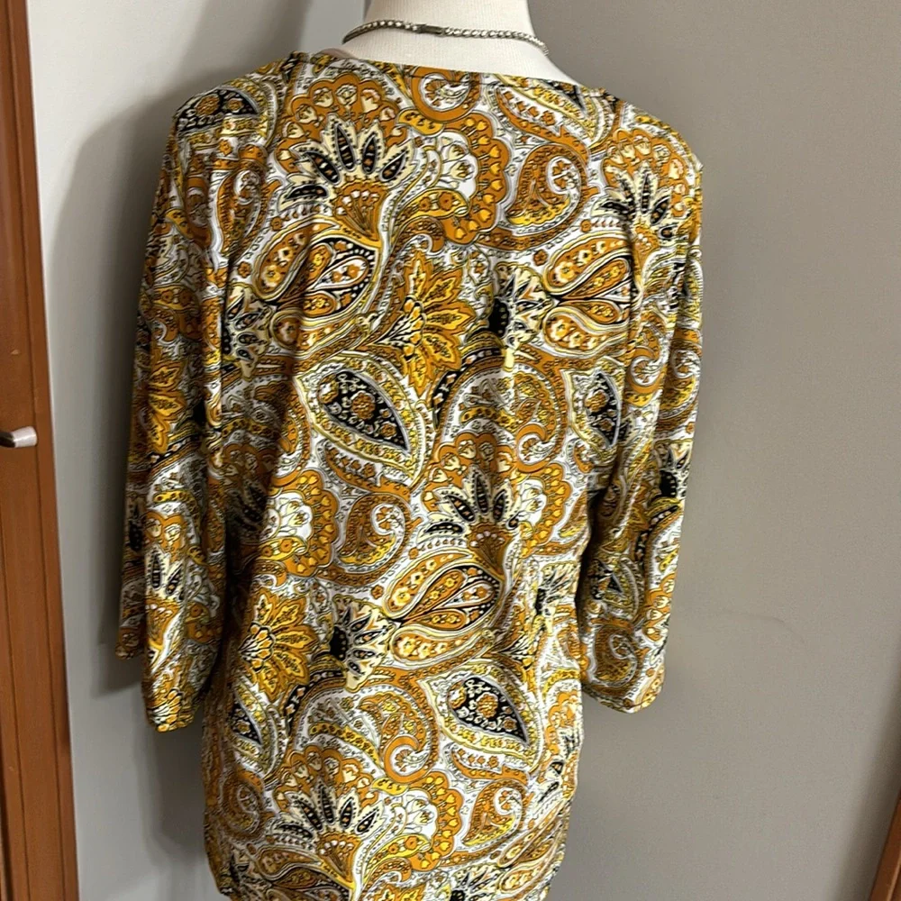 - Michael Kors Women Shirt Top Medium Yellow Black  Open Shoulder Marigold J